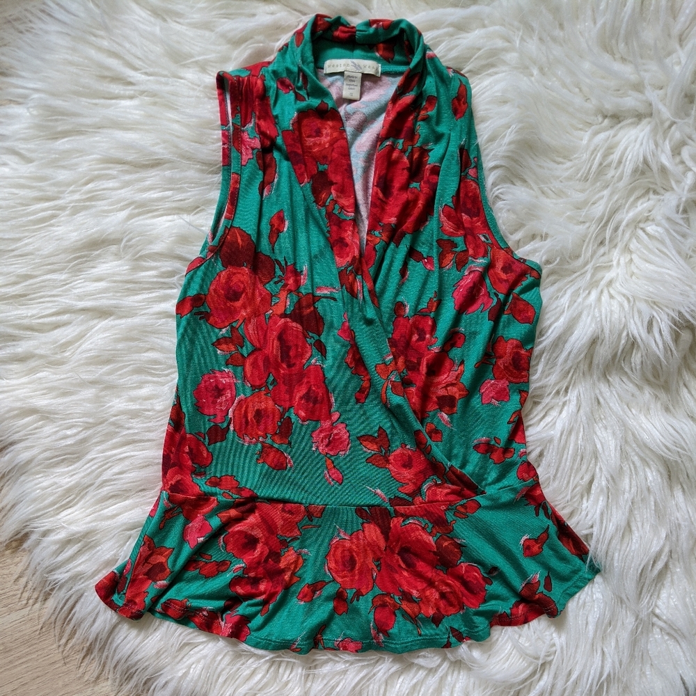 Anthropologie Red Floral Tank Top - Picture 5 of 6